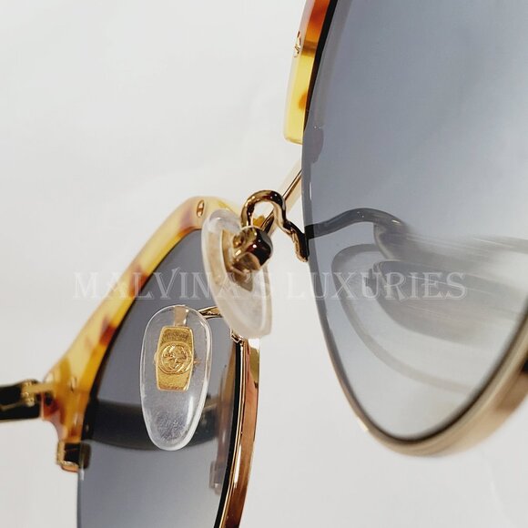 GUCCI SUNGLASSES GG00222 003 HAVANA ACETATE METAL TIGER HEAD GG LOGO ENG… main image 5